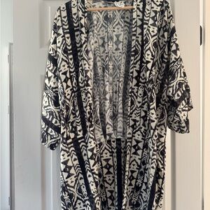 Deep Navy and White Aztec Open Jacket